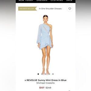 Michael Costello One-Shoulder Light Blue Dress
